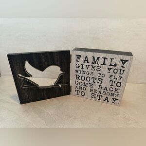 Bird Decor Wooden Wall Sign Book Family Gives You Wings To Fly Youngs Inc